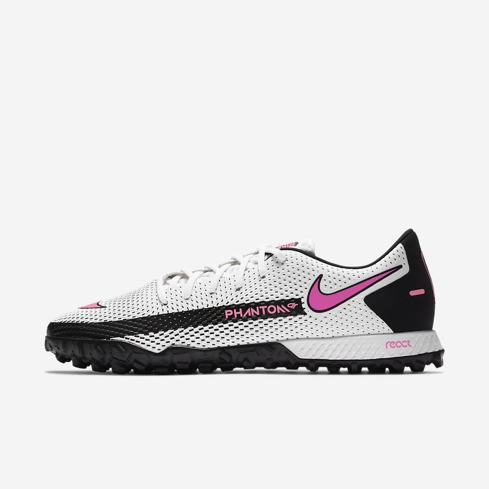 Chaussure De Foot Nike React Phantom GT Pro TF Blanche 1502-867 White/Black/Pink Blast Femme | RMZ-62838183